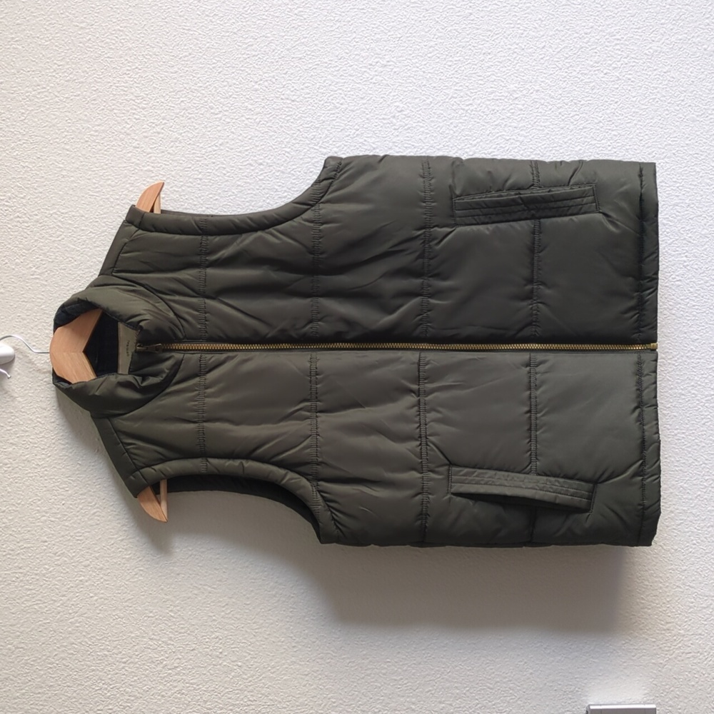 Men's Green Flannel Lined Puffer Vest Size Small